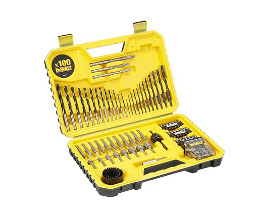 DEWALT DT71563 100-Piece Drill Machine Bits & Screwdriver-Bit Accessories Set with Magnetic Drive Guide & Storage Case Ideal for Wood, Masonry & Metal for Home, DIY & Professional Use, YELLOW & BLACK